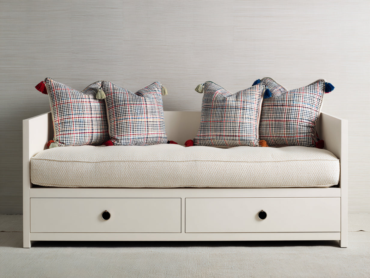 Schlafsofa Holz 200x90x75 cm - Weiß - Klassisches Design mit 2 Schubladen