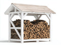 Kaminholzregal 180 x 70 x 180 cm - Weißes Holzregal mit Dach - Großes Brennholzregal für Garten und Außenbereich