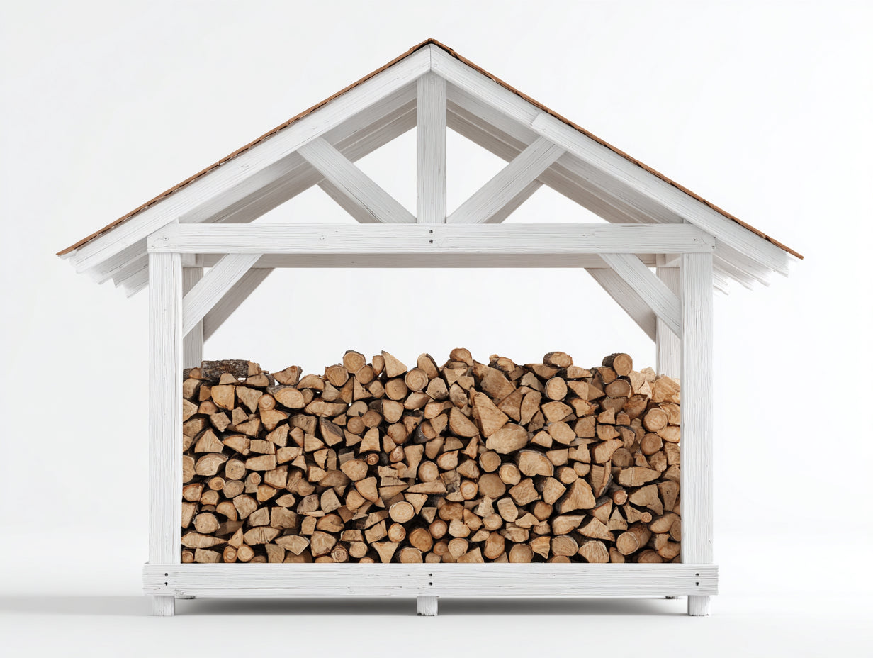 Kaminholzregal Holz 250x60x180 cm - Weiß - Große Brennholzlagerung