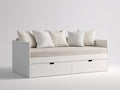 Schlafsofa Holz 200x90x75 cm - Weiß - Modernes Design mit 2 Schubladen