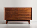 Kommode mit Schubladen 160 x 40 x 75 cm - Dunkles Holzdekor - Moderne Sideboard Kommode mit sechs Schubladen
