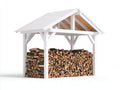 Kaminholzregal 250 x 80 x 200 cm - Weißes Holzregal mit Dach - Großes Brennholzregal für Garten und Außenbereich
