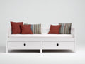 Schlafsofa Holz Stoff 200x90x85 cm - Weiß - Klassisches Design mit 2 Schubladen