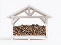 Kaminholzregal 200 x 50 x 150 cm - Weißes Holzregal mit Dach - Große Brennholzlagerung für Garten Terrasse und Außenbereich