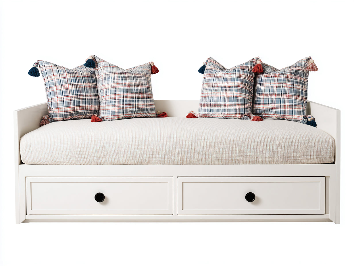 Schlafsofa 200 x 90 x 85 cm - Weißes Tagesbett mit 2 Schubladen - Modernes Design mit praktischer Stauraumfunktion