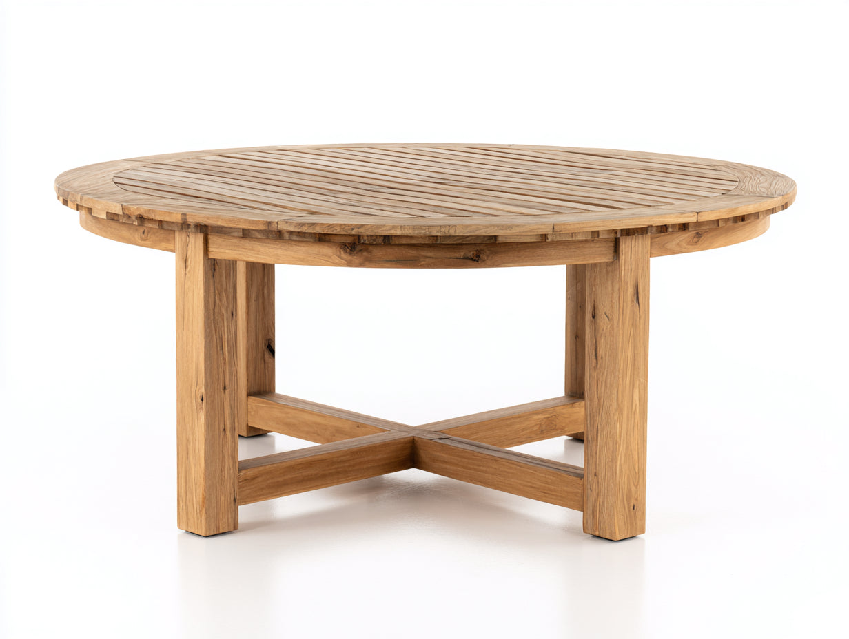 Gartentisch Holz 160x160x75 cm - Natur - Rundes Design für Garten und Terrasse