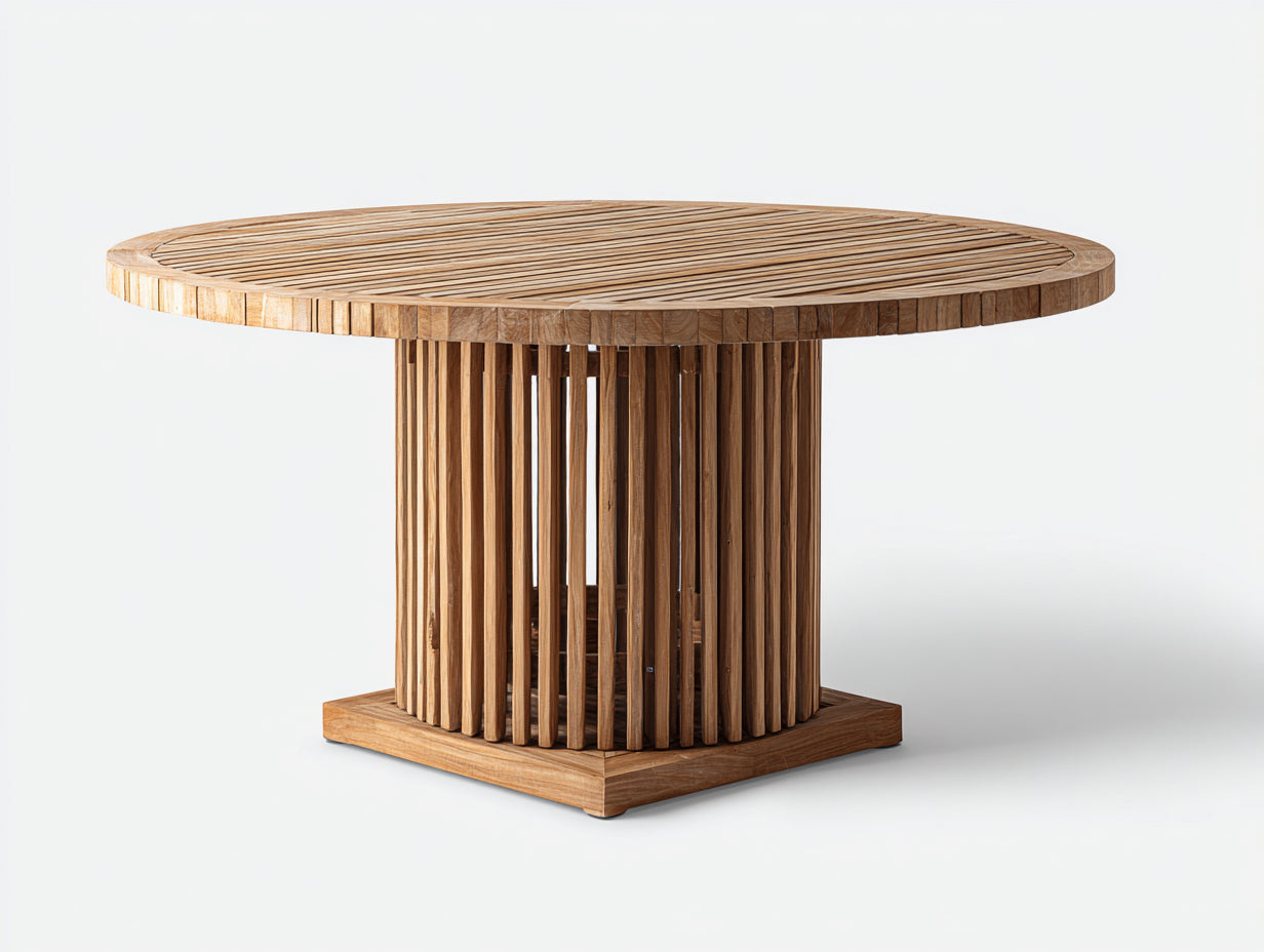 Gartentisch Massivholz rund 150x150x75 cm - Naturholz - Modernes Design