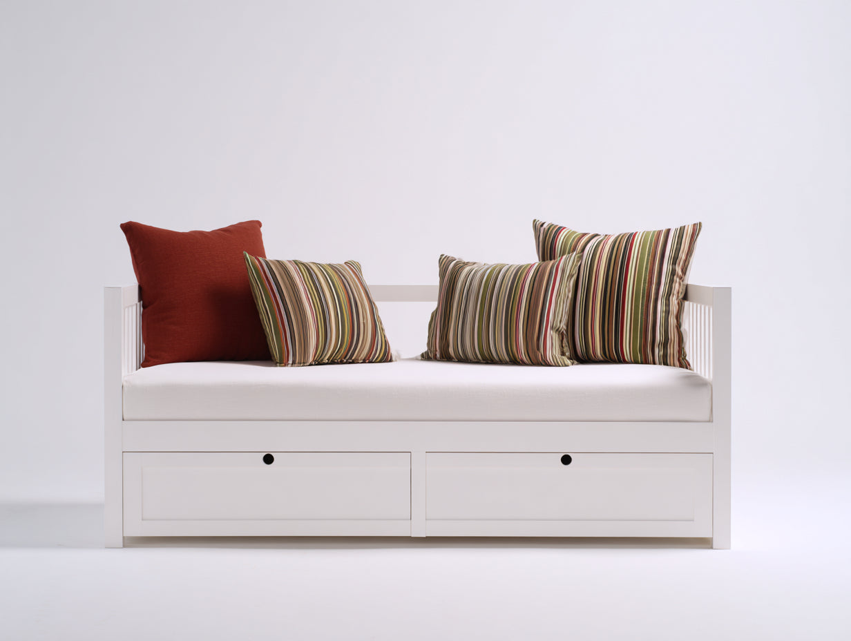 Schlafsofa 200 x 90 x 85 cm - Weißes Tagesbett mit 2 Schubladen - Modernes Design mit Stauraumfunktion