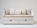 Schlafsofa Holz Stoff 200x90x85 cm - Weiß - Modernes Design mit 2 Schubladen