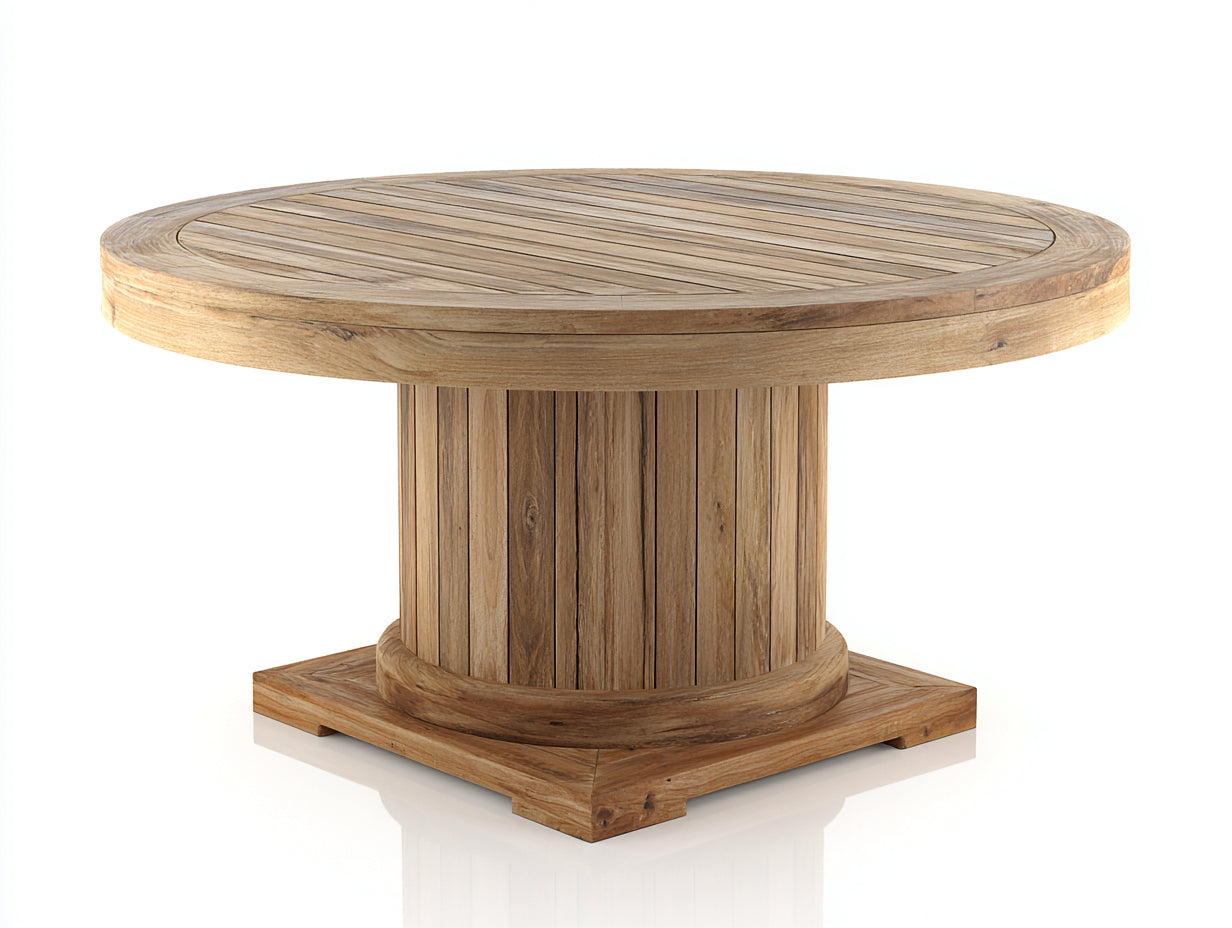Gartentisch 120 x 120 x 75 cm - Runder Tisch aus massivem Holz - Naturfarbenes Design für Garten Terrasse und Außenbereich