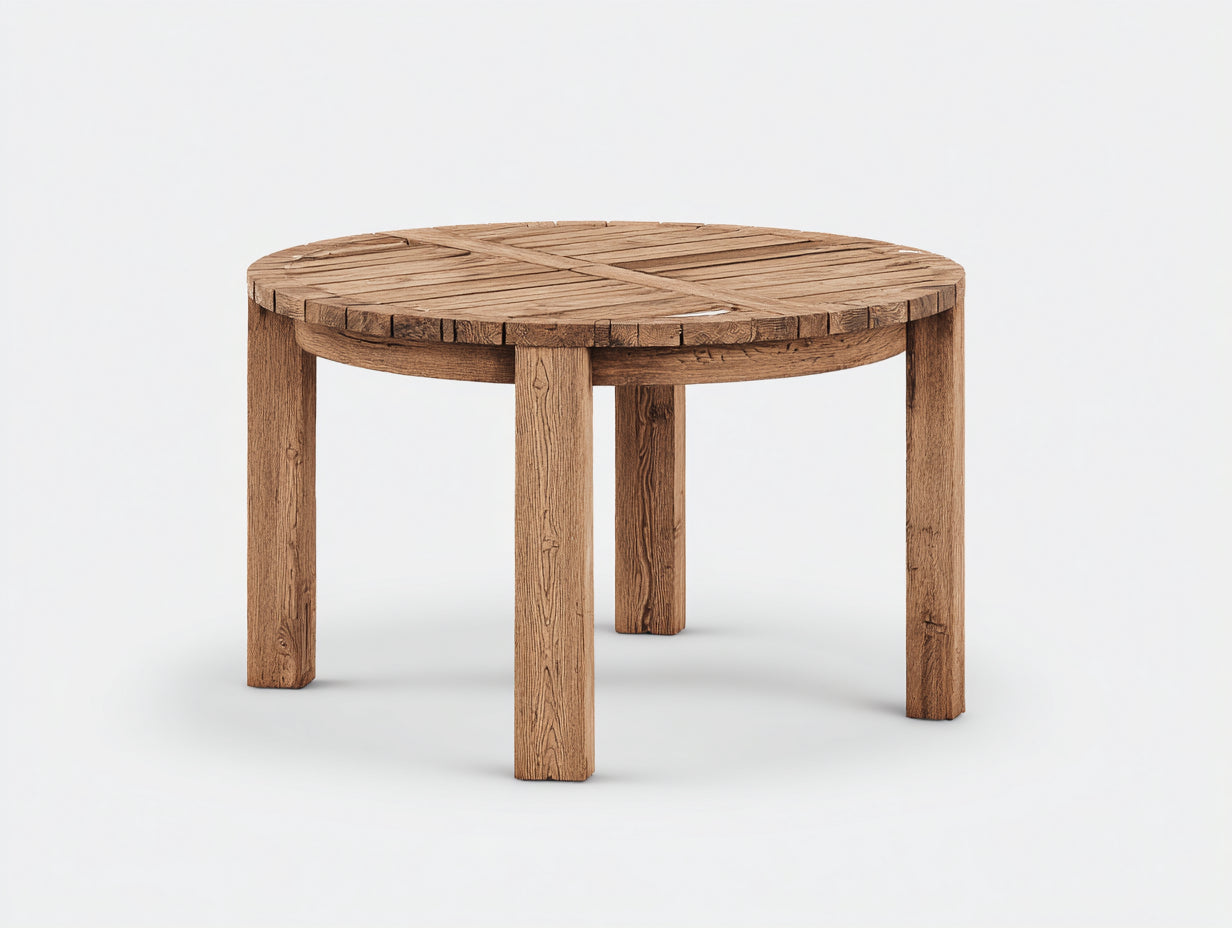 Gartentisch 120 x 120 x 75 cm - Massives Holz in Naturfarbe - Runder Outdoor Tisch mit modernem Design