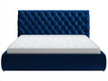 Doppelbett Polsterbett 200x180x120 cm Samtbezug Dunkelblau Modernes Design für Schlafzimmer
