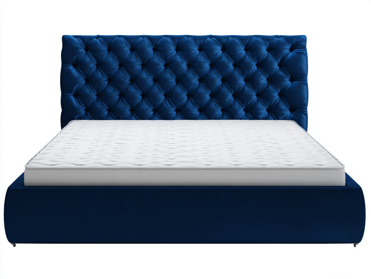 Doppelbett Polsterbett 200x180x120 cm Samtbezug Dunkelblau Modernes Design für Schlafzimmer
