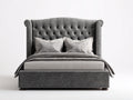 Doppelbett Polsterbett 200x180x120 cm Samtbezug Grau Chesterfield Stil mit gepolstertem Kopfteil für Schlafzimmer